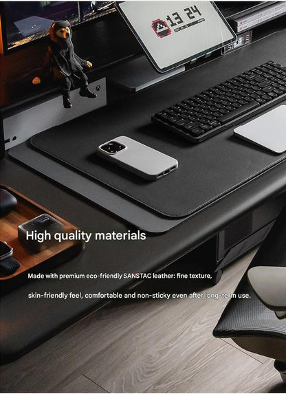 Leather desk mat with magnetic writing surface