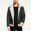 Leather Biker Jacket With Fur Collar Mens Black