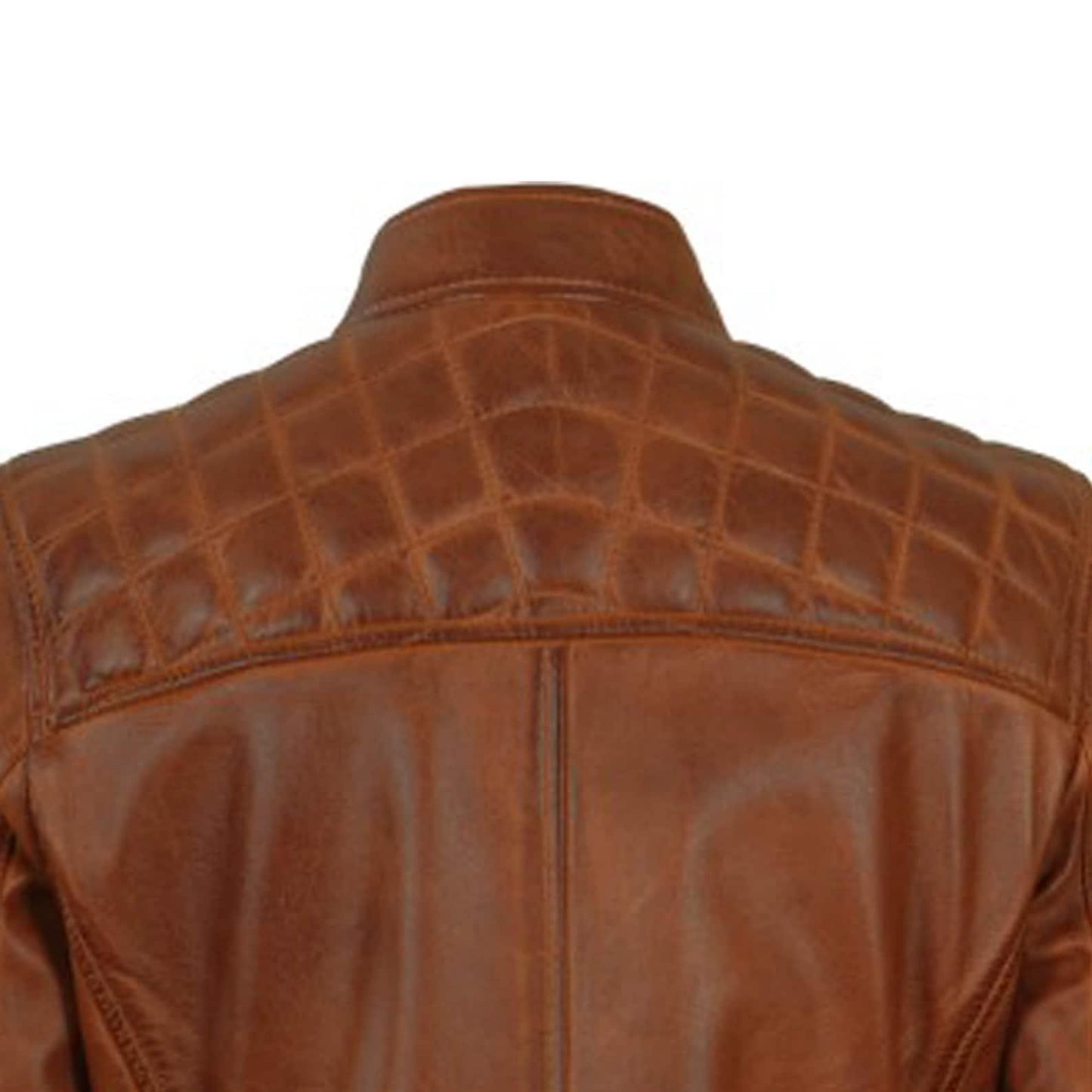Brown Leather Jacket for Women Slim Fit Biker Style