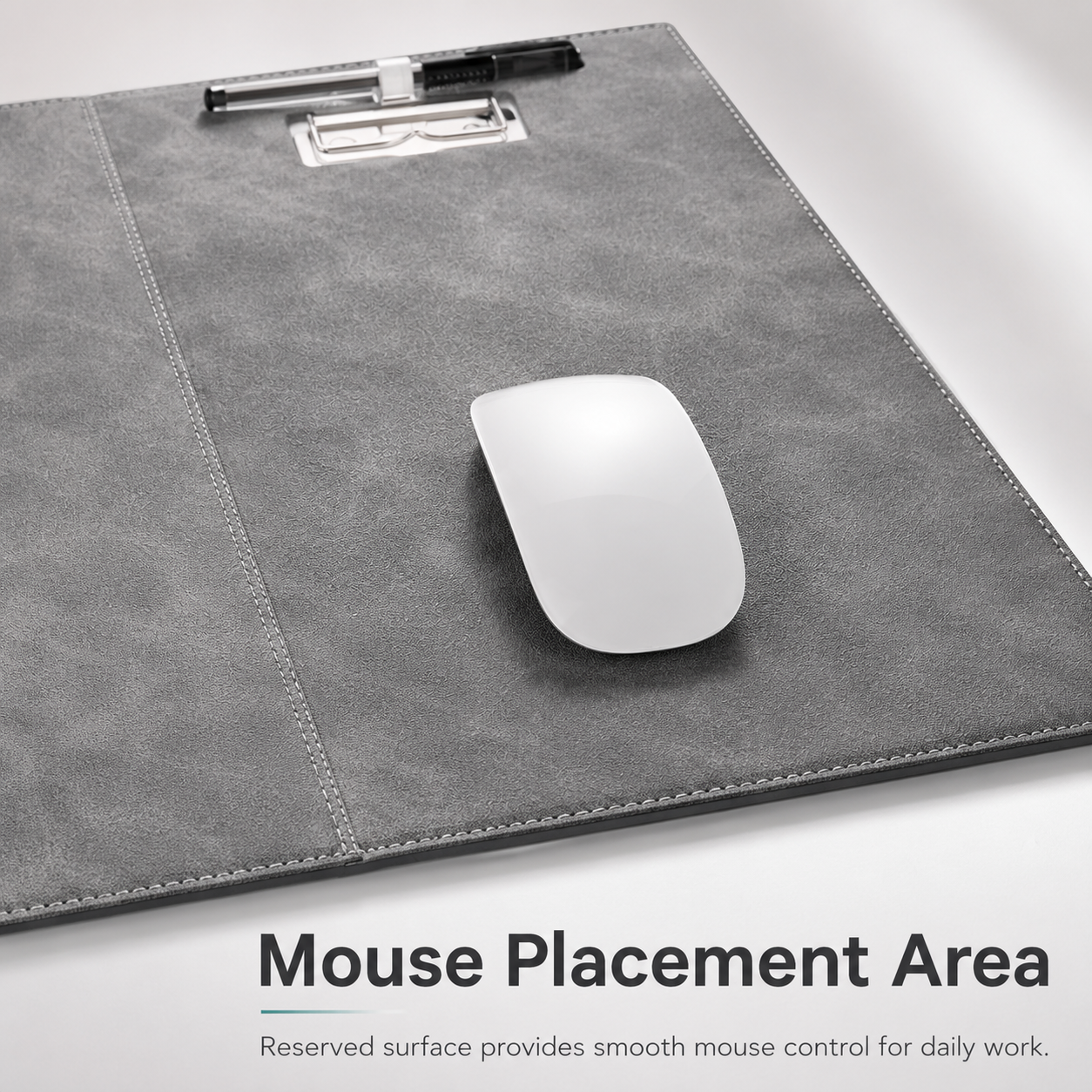 leather desk pad with metal clip area for notes and writing sheets