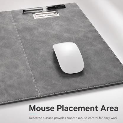 leather desk pad with metal clip area for notes and writing sheets