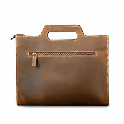 Leather Document Bag for Men Brown Crossbody Work Briefcase