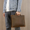 Leather Document Bag for Men Brown Crossbody Work Briefcase