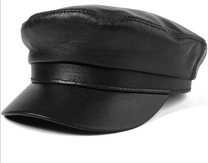 Genuine leather captain's cap for men