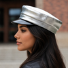 Genuine leather women's captain's cap