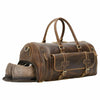 Leather Gym Bag With Shoe Compartment for Men in Brown