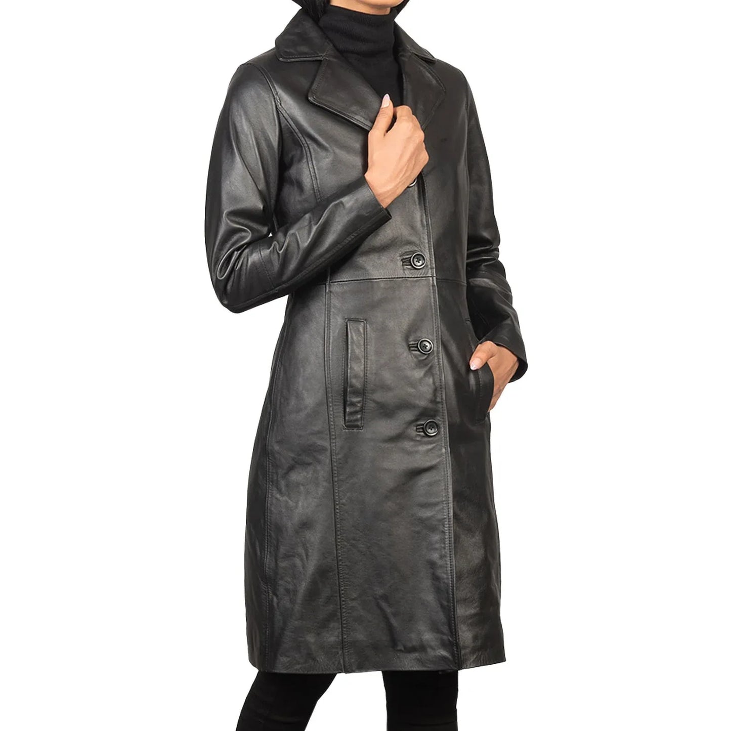 Genuine Leather Ladies Long Coat