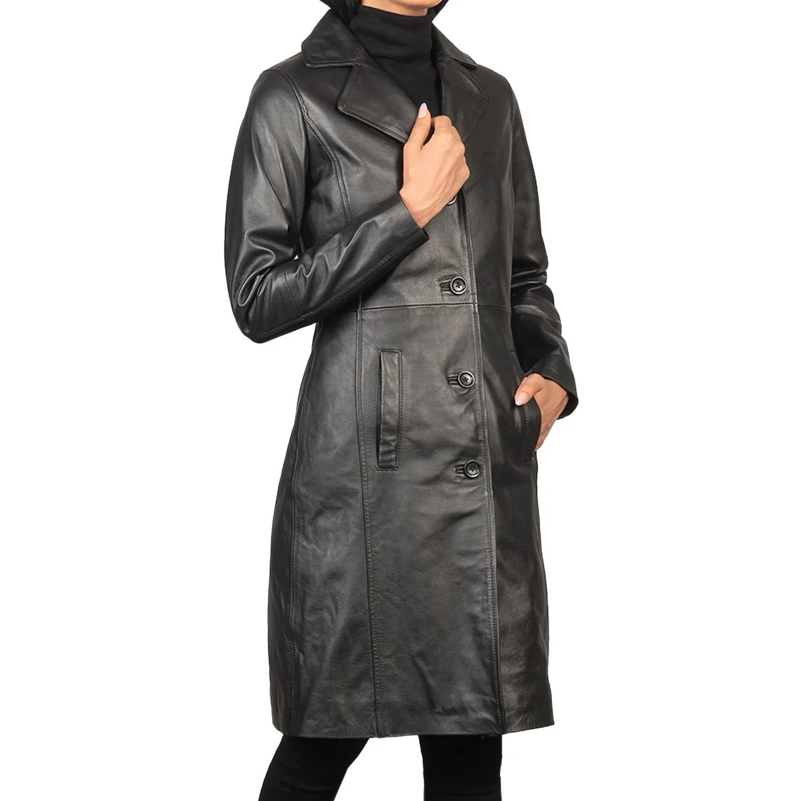 Genuine Leather Ladies Long Coat