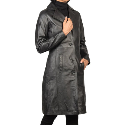 Genuine Leather Ladies Long Coat