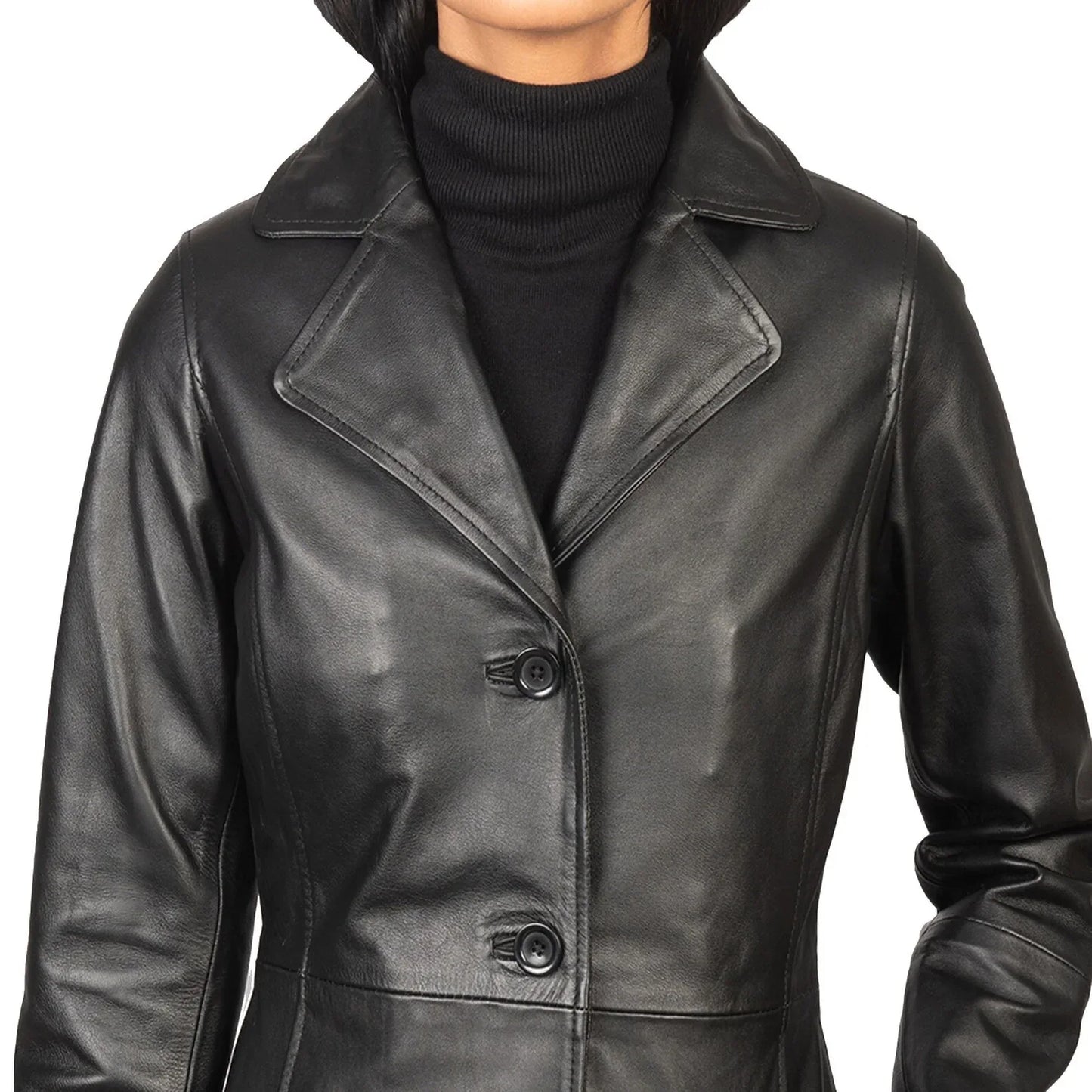 Genuine Leather Ladies Long Coat