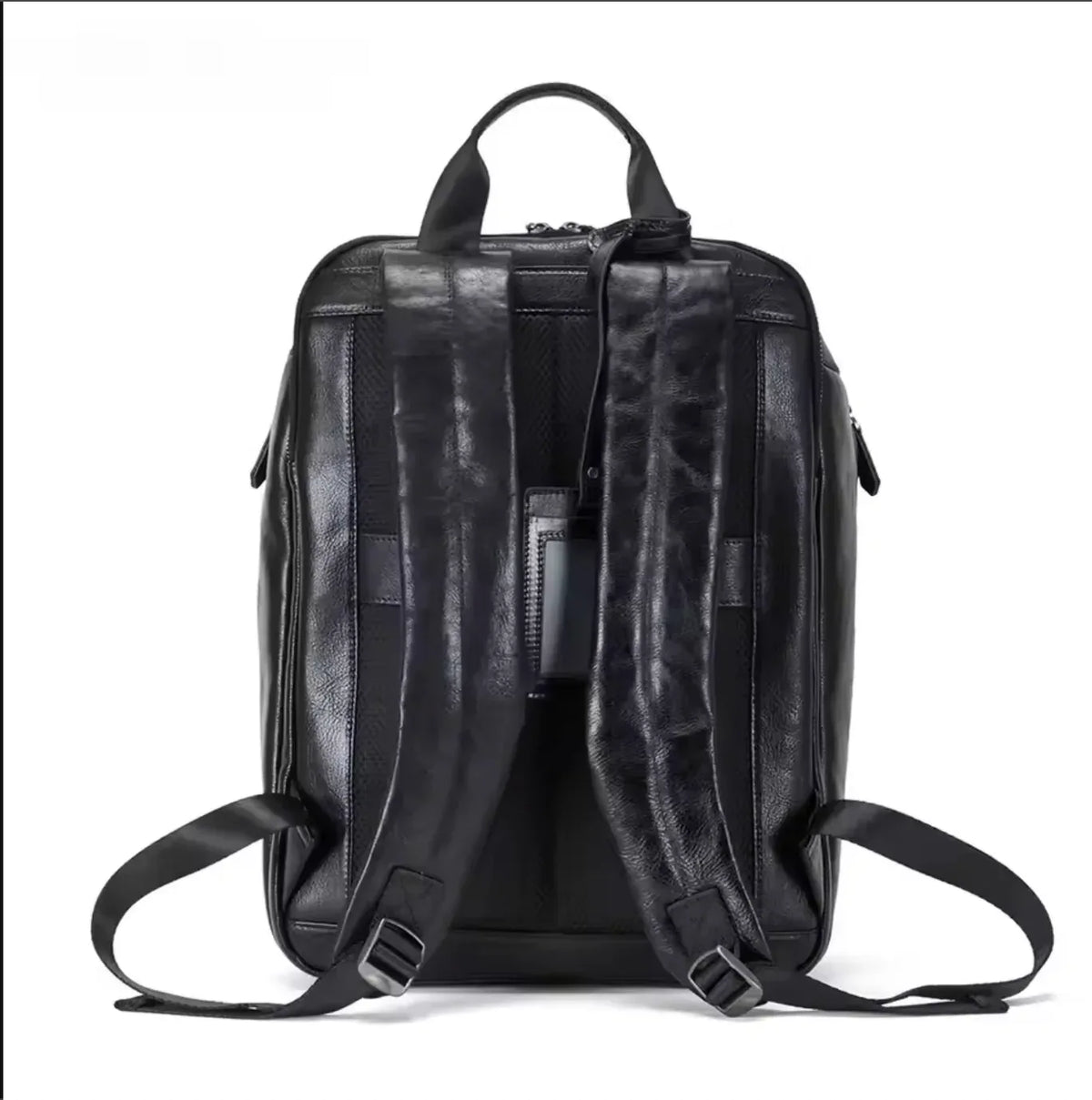 Leather Laptop Backpack for Men with Trolley Sleeve