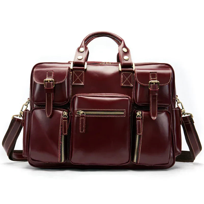 Leather Laptop Messenger Bag for Men with Business Travel Storage 1
