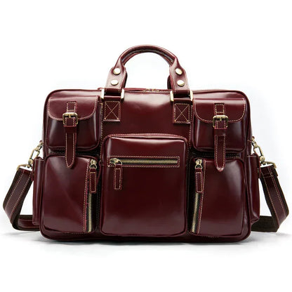 Leather Laptop Messenger Bag for Men with Business Travel Storage 1