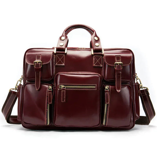 Leather Laptop Messenger Bag for Men with Business Travel Storage 1