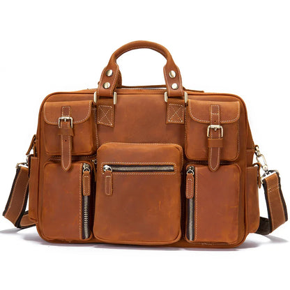 Leather Laptop Messenger Bag for Men with Business Travel Storage 2