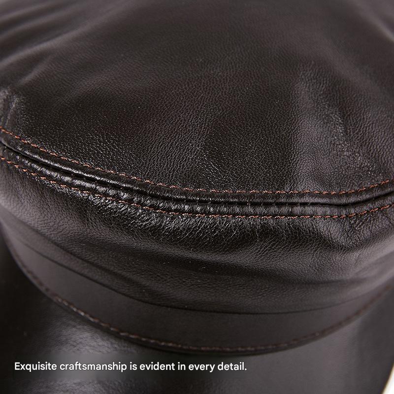Genuine leather captain's cap for men