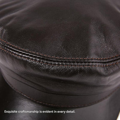 Genuine leather captain's cap for men