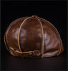 Leather Gatsby cap with brass closure