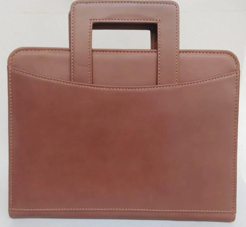 Leather Portfolio Bag for Men Document Briefcase with Handle