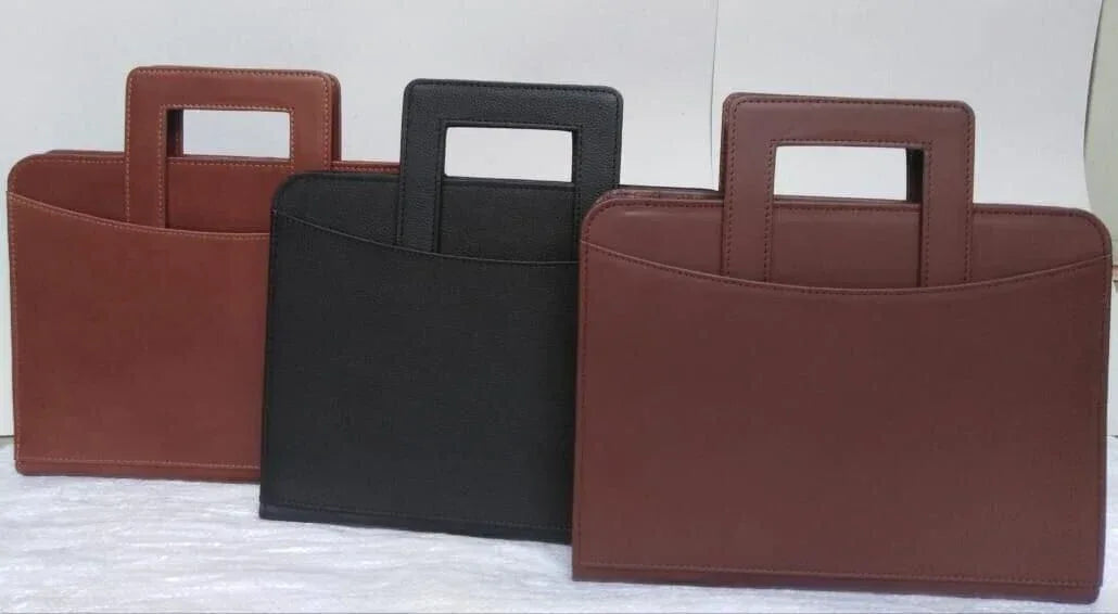 Leather Portfolio Bag for Men Document Briefcase with Handle