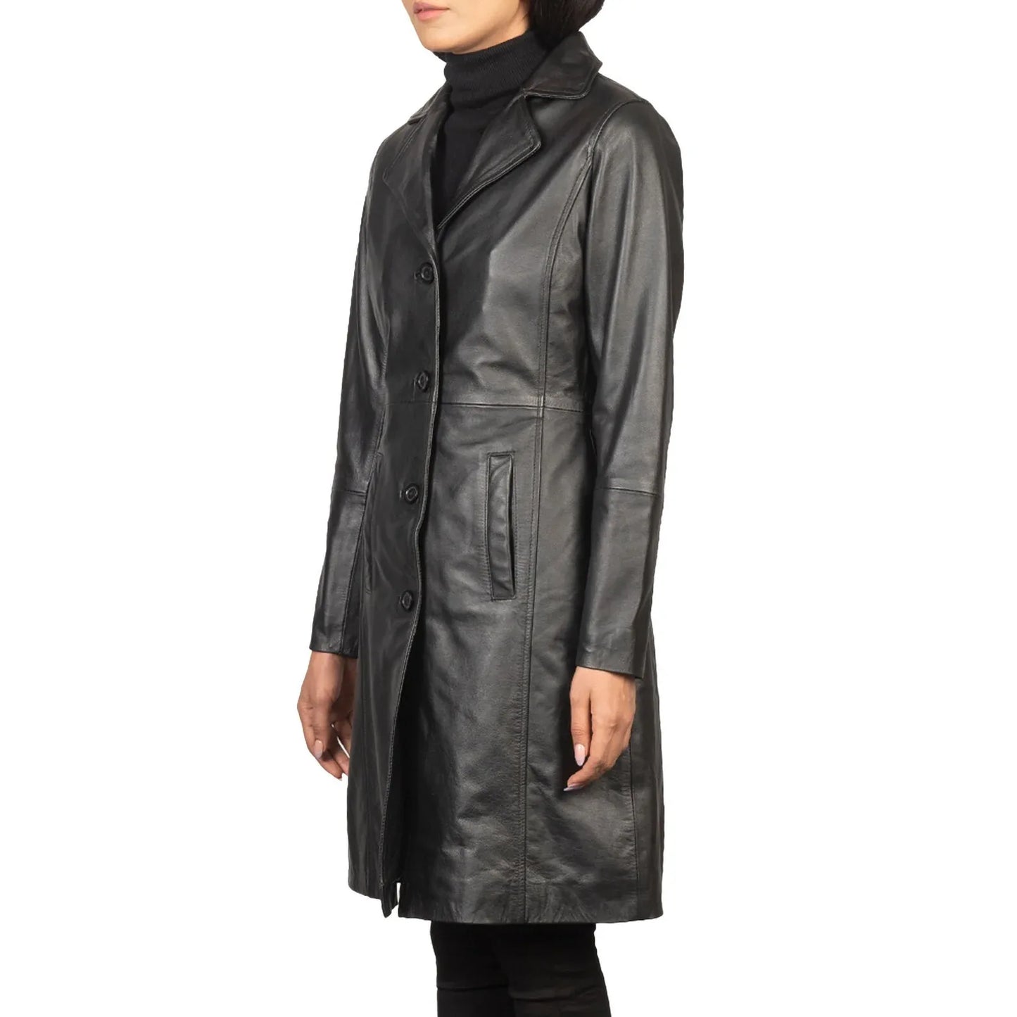 Genuine Leather Ladies Long Coat