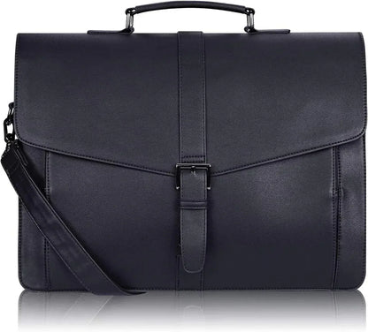 Leather Travel Briefcase for Men 15.6 Inch Laptop Work Bag