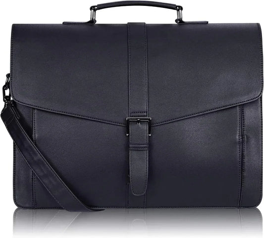 Leather Travel Briefcase for Men 15.6 Inch Laptop Work Bag
