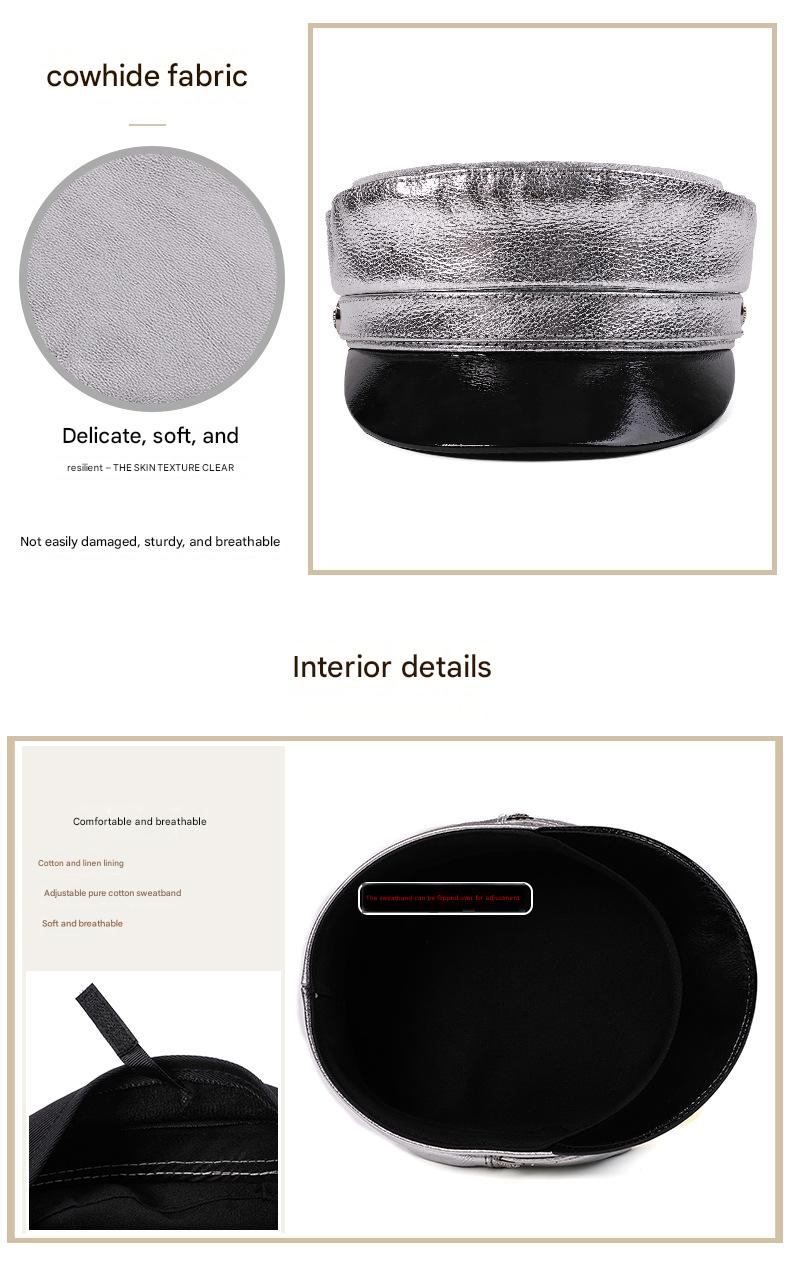 Genuine leather women's captain's cap