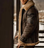 shearling lined aviator jacket mens real sheepskin flight coat