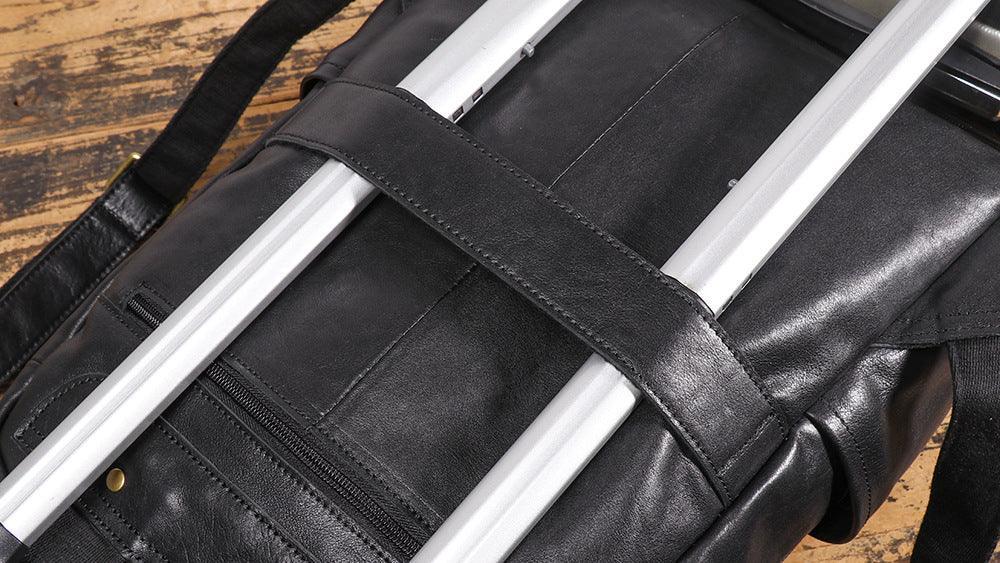 Men’s Leather Backpack with Trolley Sleeve