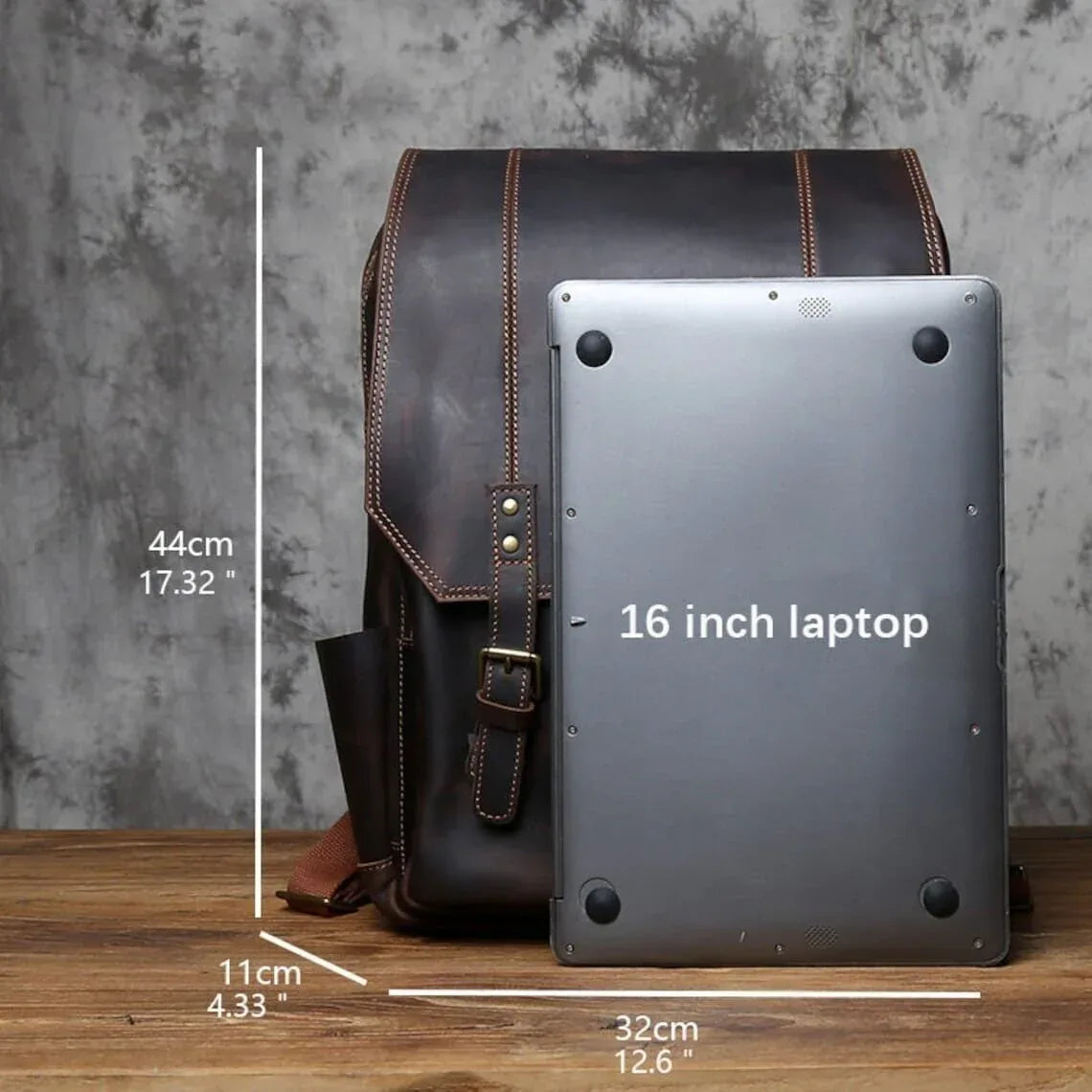 Leather Backpack for Travel in Genuine Full-Grain Cowhide