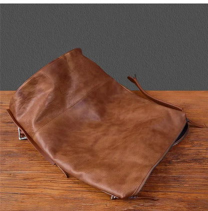 Men’s Vintage Leather Backpack Handmade Brown Cowhide