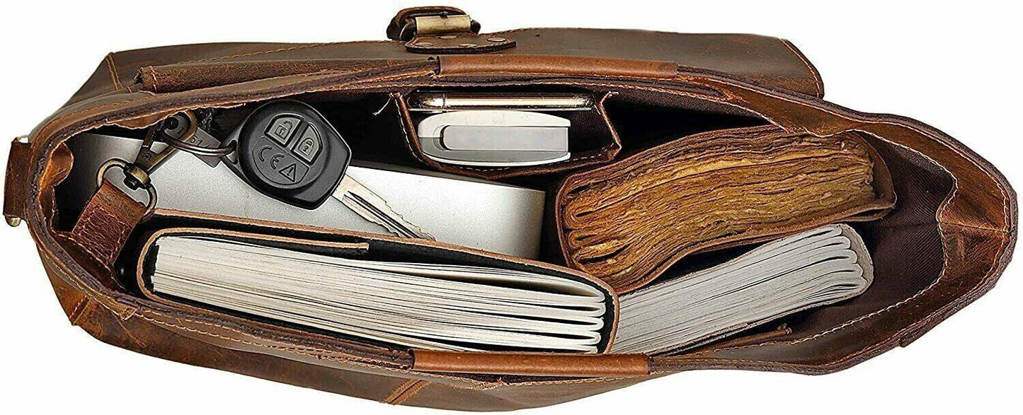 Leather messenger bag for women crossbody