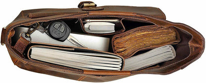 Leather messenger bag for women crossbody