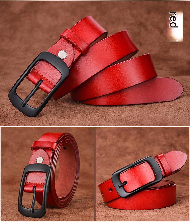 Women's Genuine Cowhide Leather Belt with Black Buckle 4 105 cm