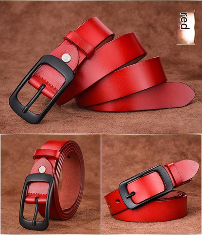 Women's Genuine Cowhide Leather Belt with Black Buckle 4 105 cm