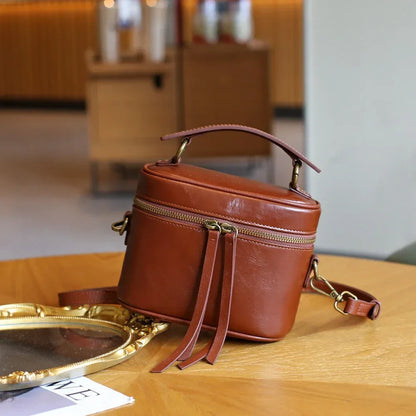 Women’s Leather Box Crossbody Bag with Top Handle