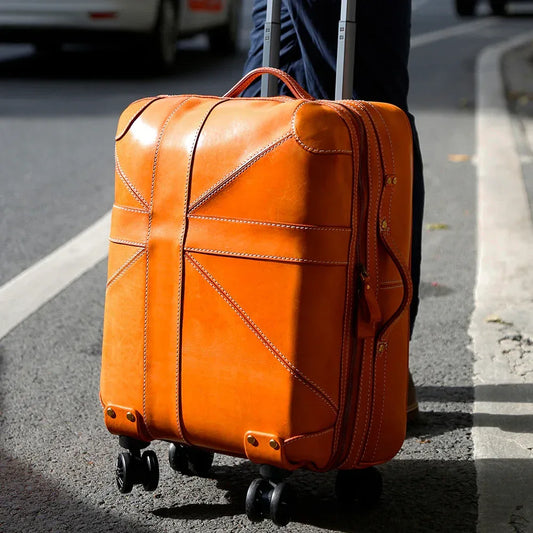 Genuine Leather 20 Inch Airline Cabin Trolley Bag Luggage 1