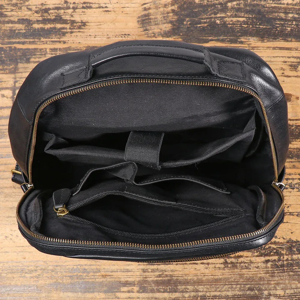 Men’s Leather Backpack with Trolley Sleeve