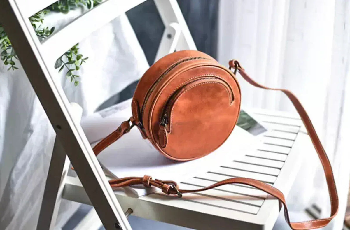 Women’s Round Leather Crossbody Bag