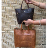 Minimalist leather tote bag for women work handbag
