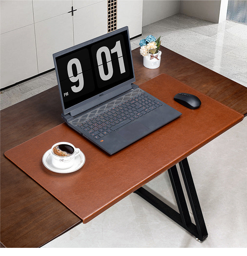 Leather desk mat with edge cover Brown