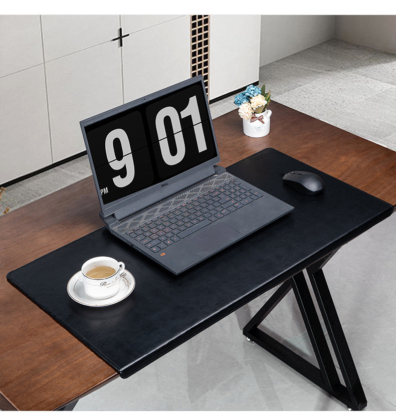 Leather desk mat with edge cover Black