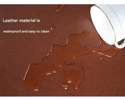 Leather desk mat with edge cover