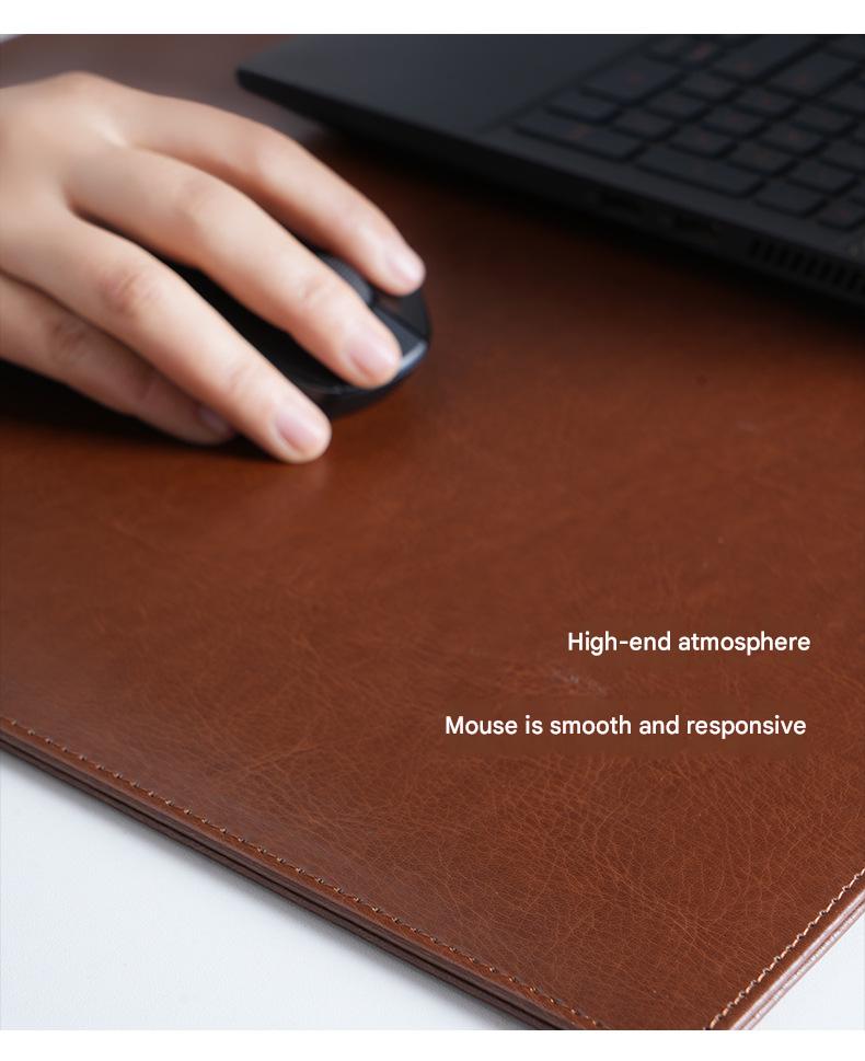 Leather desk mat with edge cover