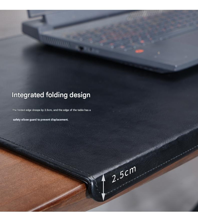 Leather desk mat with edge cover