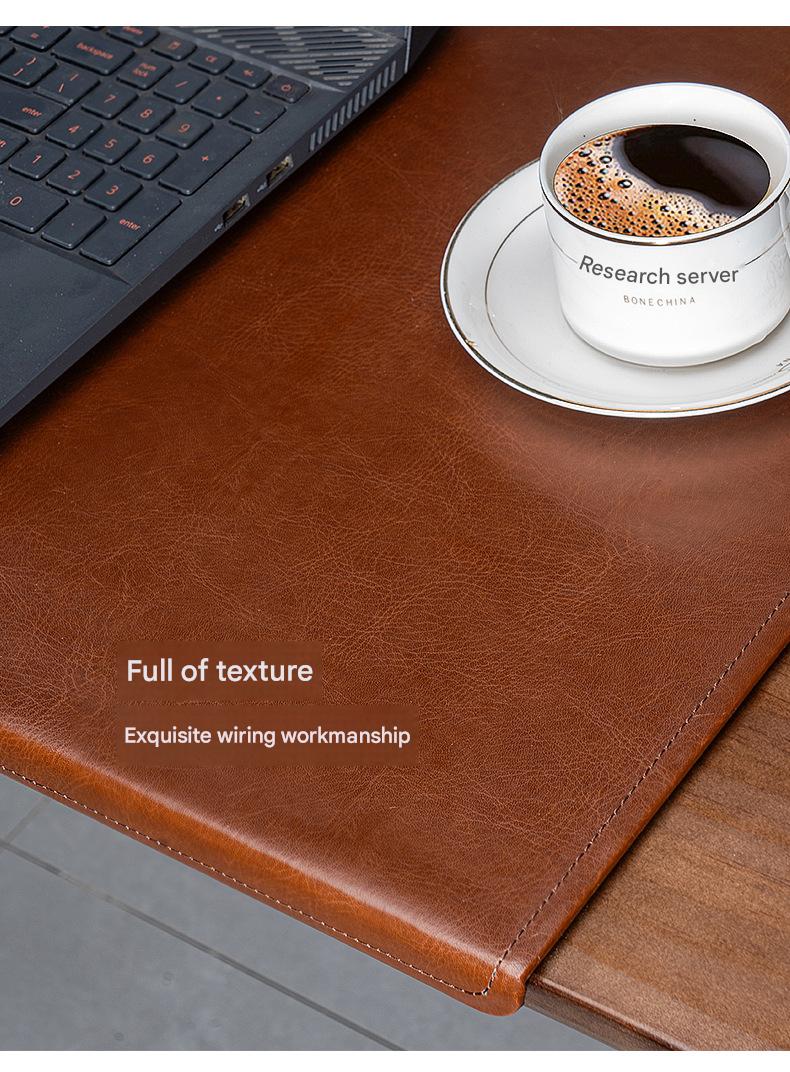 Leather desk mat with edge cover