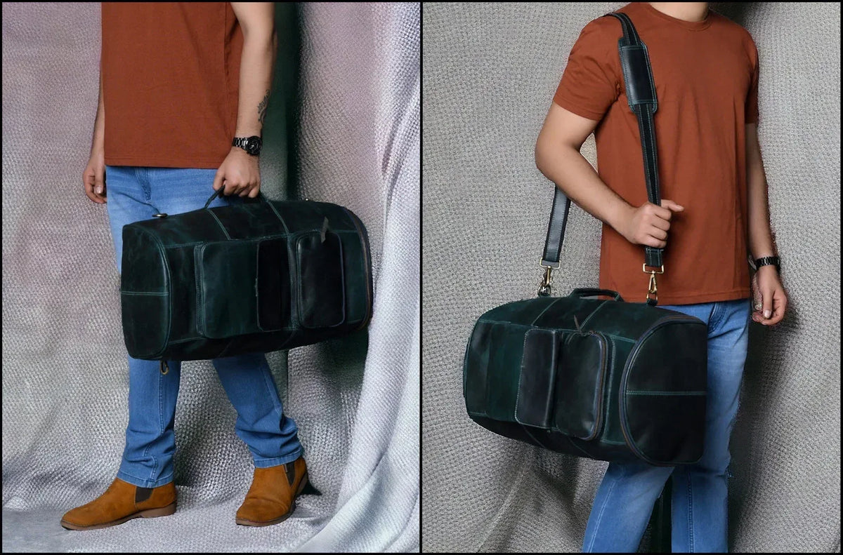 Convertible Leather Backpack Duffle Bag