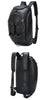 Leather duffle bag with shoe compartment in black cowhide with spacious travel storage and adjustable shoulder carrying options.