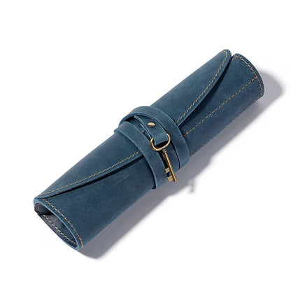 Leather fountain pen and pencil roll case 2